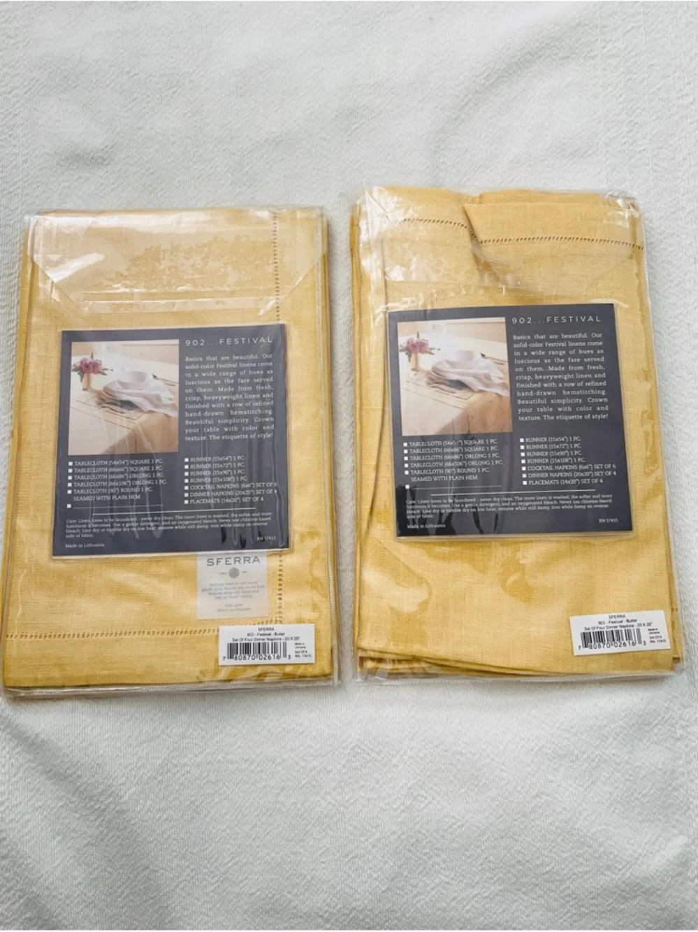 NWT SFERRA Fine Linens 8 Dinner Napkins 902 Set 20 x 20 Pure Linen
